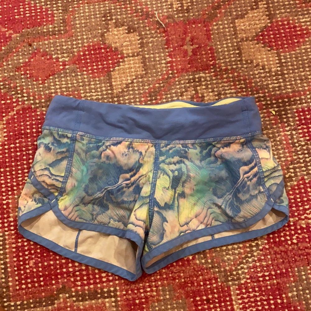 ivivva blue watercolor speedy shorts